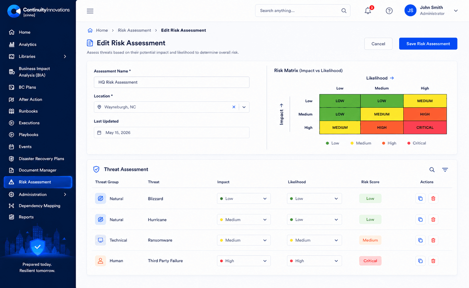 Risk Assessment screenshot